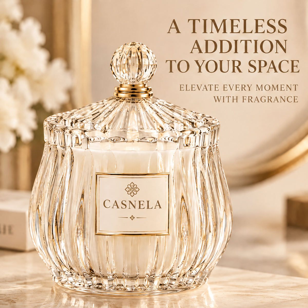 Timeless Elegance Scented Candle – Luxury Crystal Glass Jar Candle for Home Fragrance & Décor