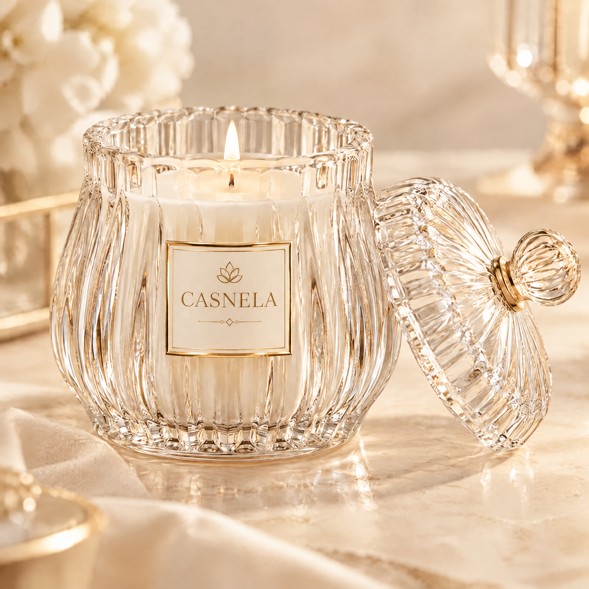 Timeless Elegance Scented Candle – Luxury Crystal Glass Jar Candle for Home Fragrance & Décor