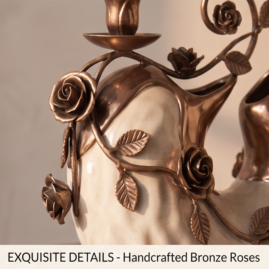 CASNELA rose vine candelabra on warm-lit sideboard showing romantic ambient glow — Durable & Timeless Decor