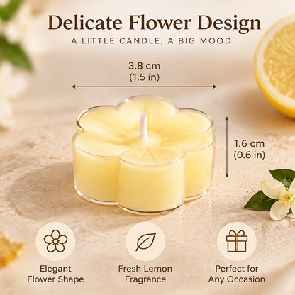 Lemon Blossom Tealight Candles – Fresh Citrus Scented Mini Candles for a Bright & Cozy Home Atmosphere