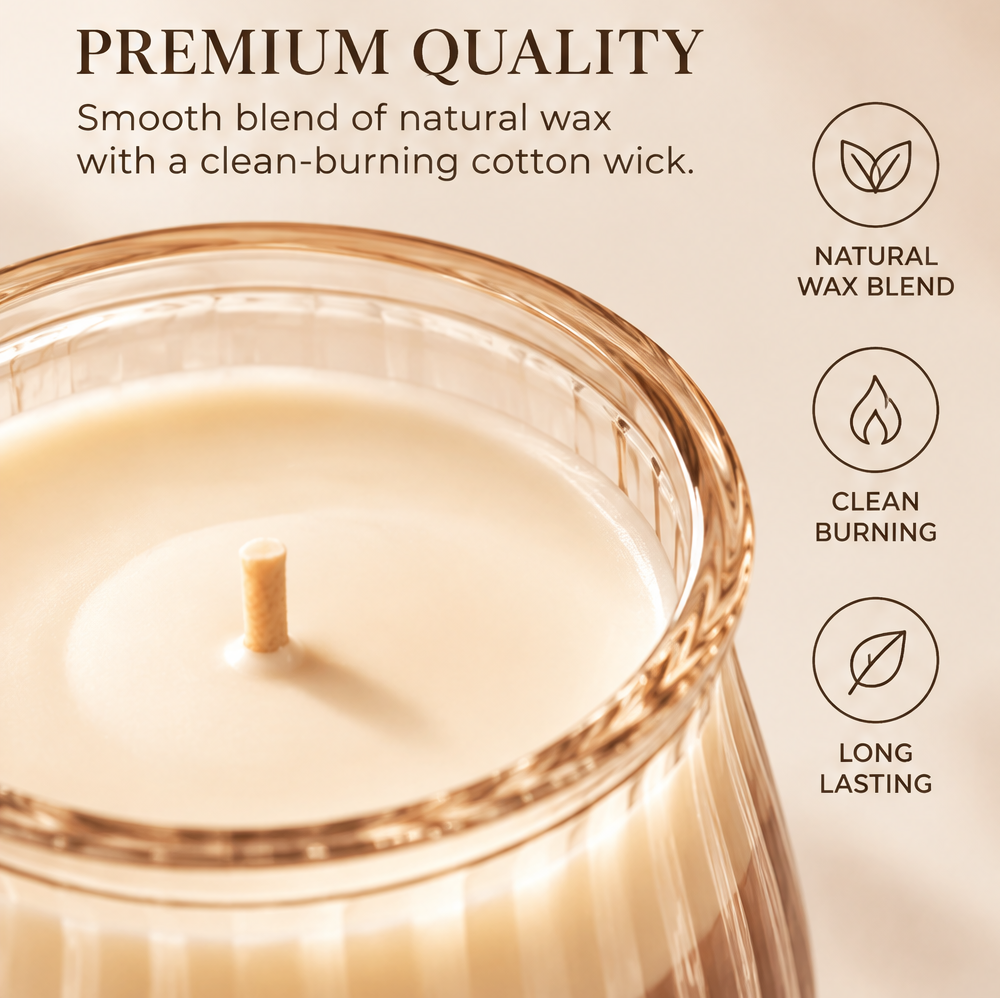 Warm Ambience Scented Candle – Elegant Glass Jar Candle for Cozy Home Fragrance & Relaxing Moments