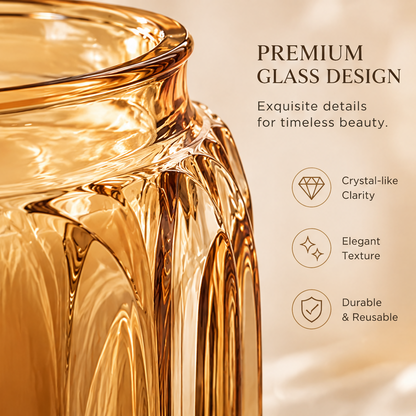 Premium Crystal Glass Scented Candle – Luxury Amber Glass Jar Candle for Elegant Home Fragrance & Décor
