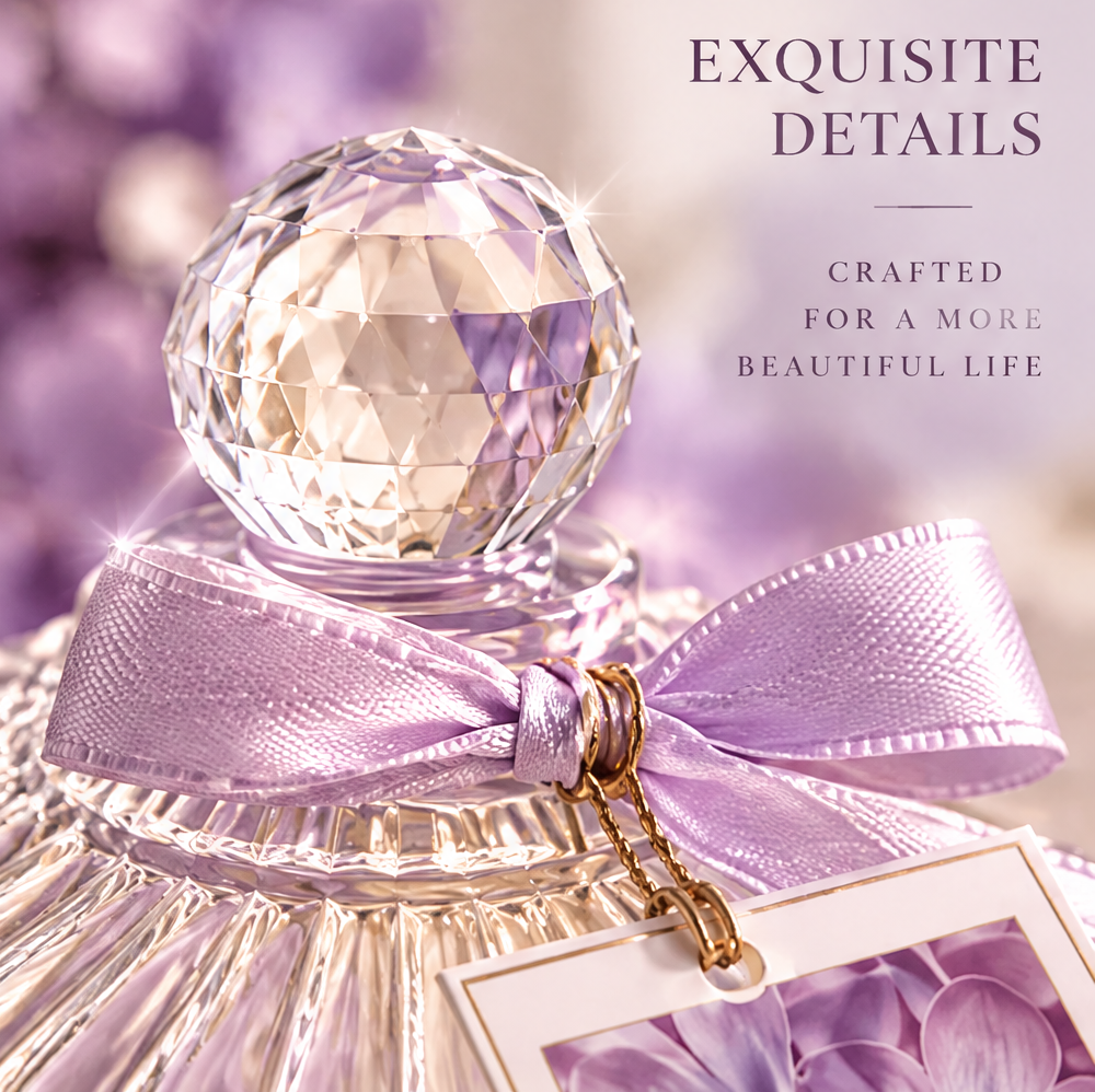 Lilac Blossoms Scented Candle – Crystal Glass Jar Candle with Lilac, Jasmine & Creamy Musk Fragrance