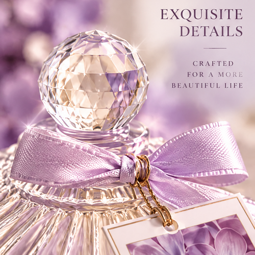 Lilac Blossoms Scented Candle – Crystal Glass Jar Candle with Lilac, Jasmine & Creamy Musk Fragrance
