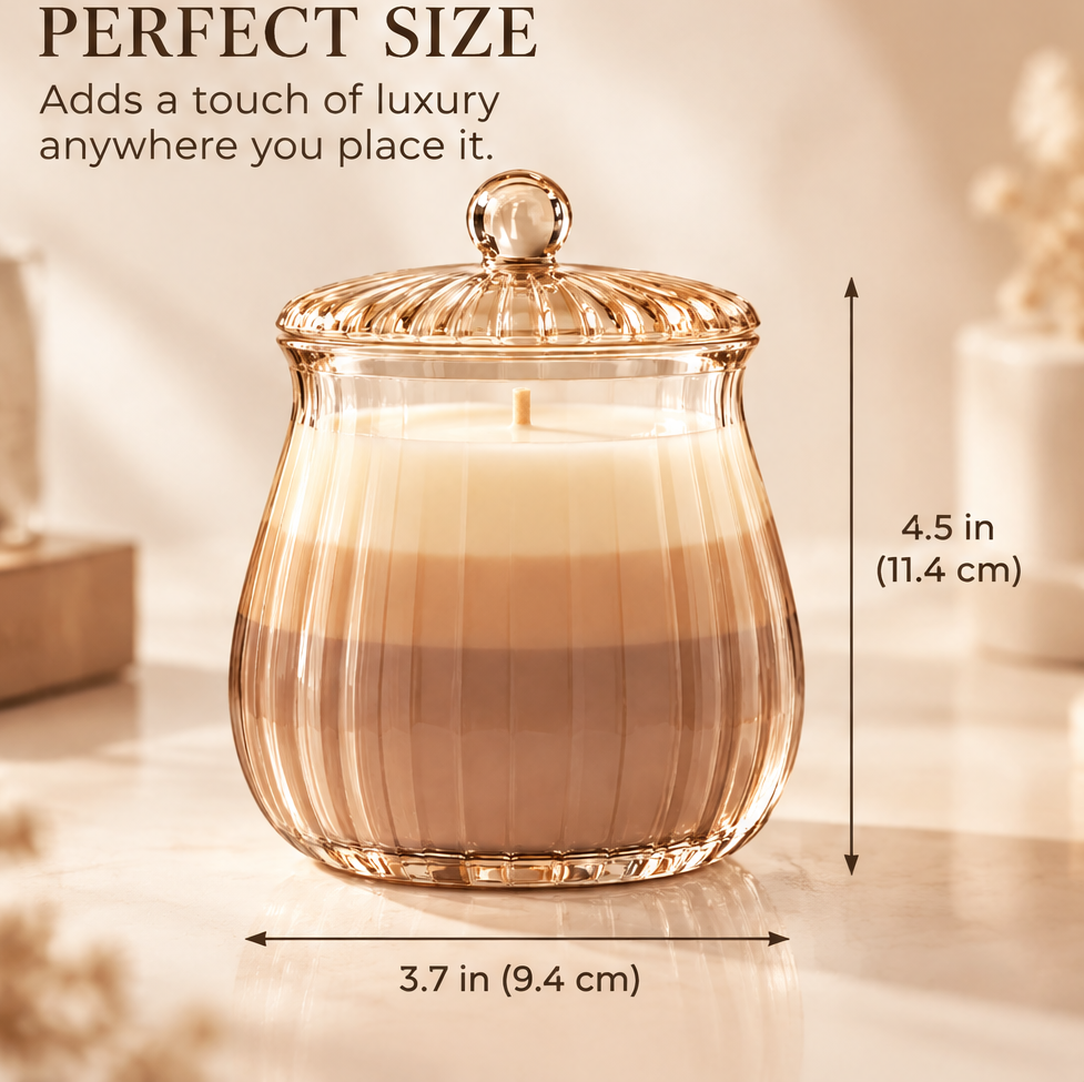 Warm Ambience Scented Candle – Elegant Glass Jar Candle for Cozy Home Fragrance & Relaxing Moments