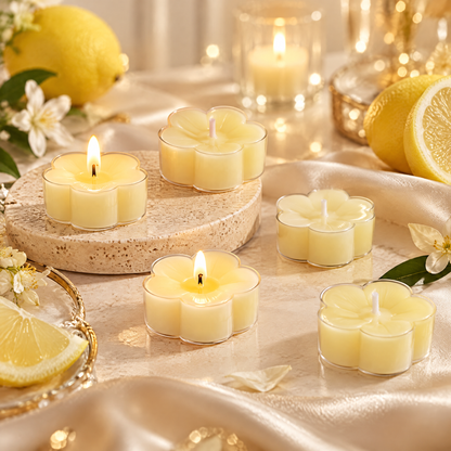 Lemon Blossom Tealight Candles – Fresh Citrus Scented Mini Candles for a Bright & Cozy Home Atmosphere