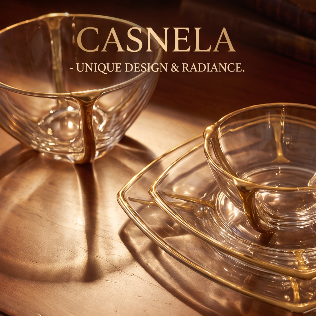 CASNELA crystal glass bowls overhead view showing brilliant crystal clarity — Brilliant Crystal Clarity