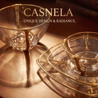 CASNELA crystal glass bowls overhead view showing brilliant crystal clarity — Brilliant Crystal Clarity