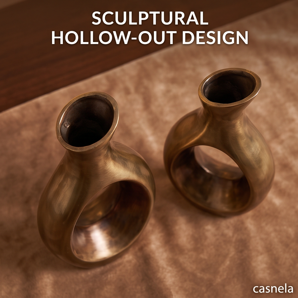 CASNELA complete set 4-piece bronze elegance on dark wood sideboard with table lamps — full collection display