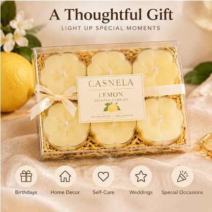 Lemon Blossom Tealight Candles – Fresh Citrus Scented Mini Candles for a Bright & Cozy Home Atmosphere